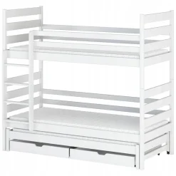 Piętrowe łóżko potrójne z szufladami ze stelażem flex KLARA 80x160 białe