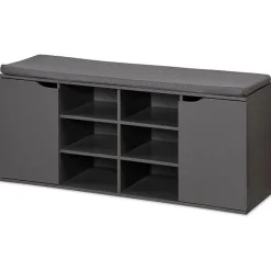 Półka na buty szara z siedziskiem 103x30,5x48 cm nowoczesna 10 poziomów
