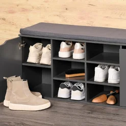 Półka na buty szara z siedziskiem 103x30,5x48 cm nowoczesna 10 poziomów