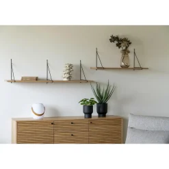 Półka Chiba 120 cm naturalna/czarna drewno i metal