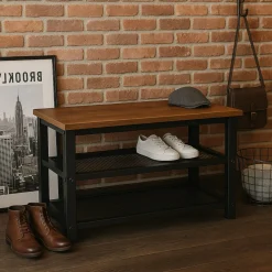 Półka ciemny brąz szafka na buty z siedziskiem loft BEGRYF 73x30x45