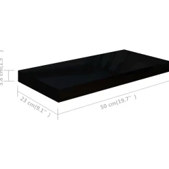 Półka ścienna Czarny 50 x 23 x 3.8 cm MDF vidaXL