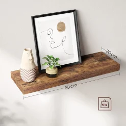 Półka ścienna rustykalny brąz 60 cm stabilna wisząca loft aranżacja