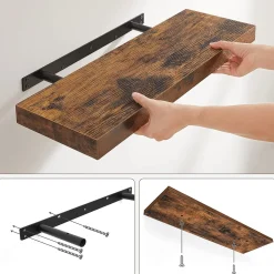 Półka ścienna rustykalny brąz 60 cm stabilna wisząca loft aranżacja