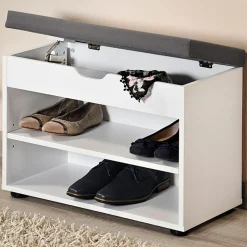 Półka na buty z siedziskiem 60x45x30 cm wielofunkcyjna biała