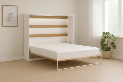 Półkotapczan Perfekt 160x200 poziomy z materacem Dąb+Biały