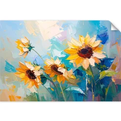 Plakat samoprzylepny Feeby Słoneczniki Kwiaty imitacja farby olejnej 30x20