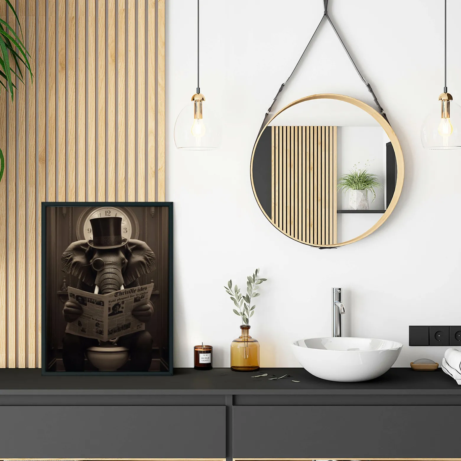 Plakat Słoń w toalecie 20x30cm