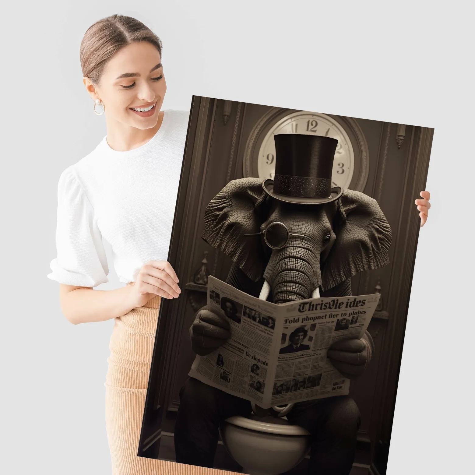 Plakat Słoń w toalecie 20x30cm