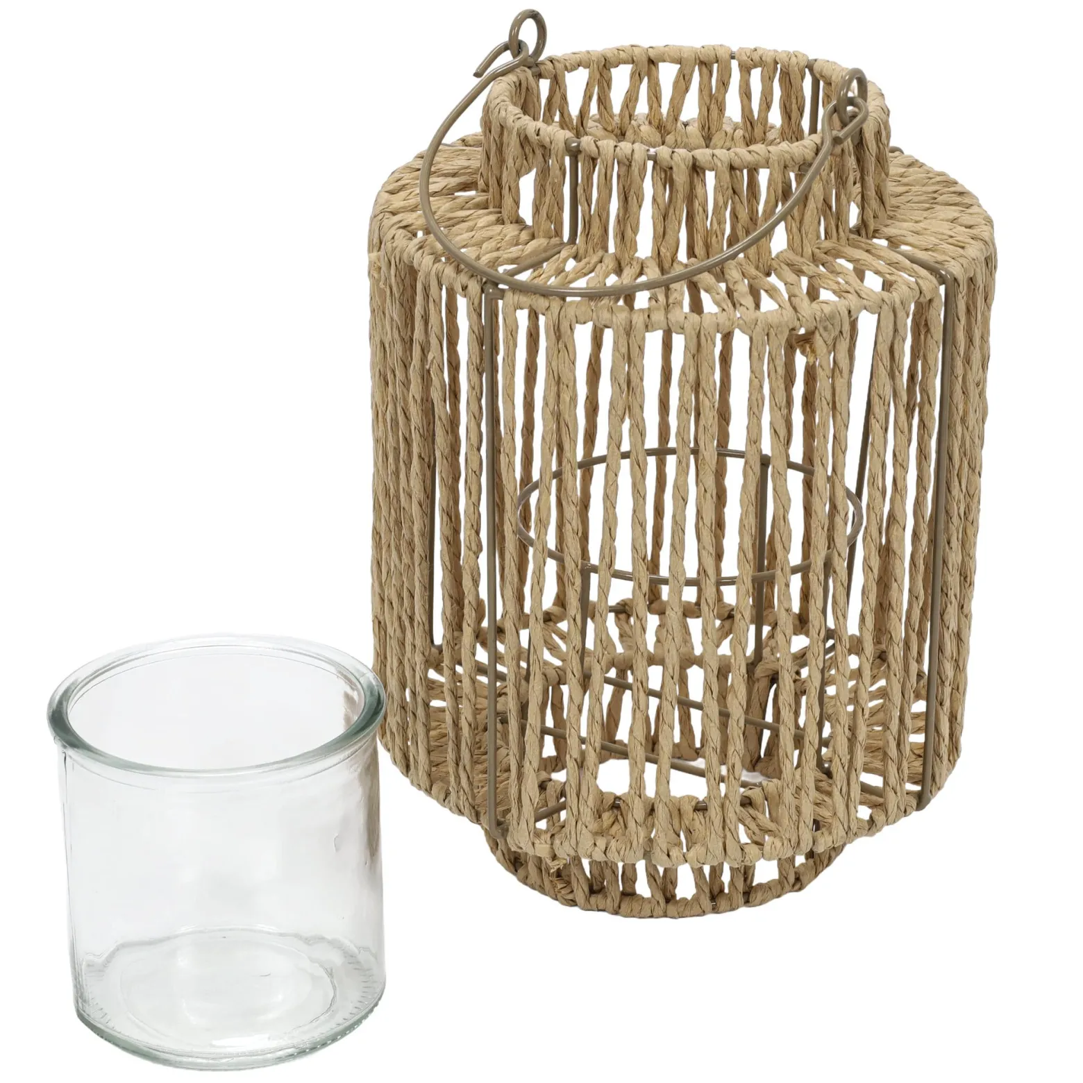 Pleciony lampion z uchwytem, 19 x 25 cm