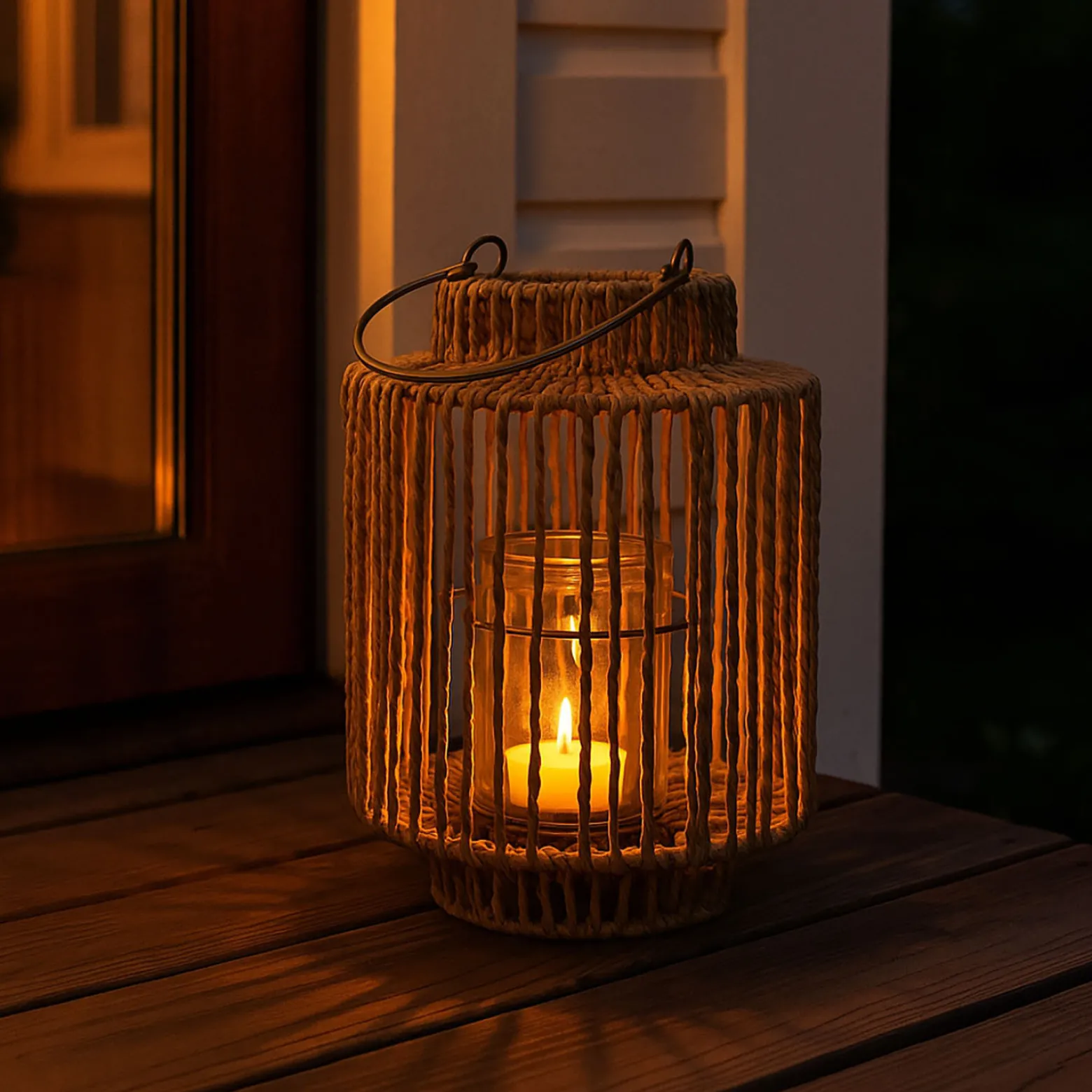 Pleciony lampion z uchwytem, 19 x 25 cm