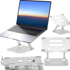 Podstawka pod laptopa chłodząca, stojak składany srebrny