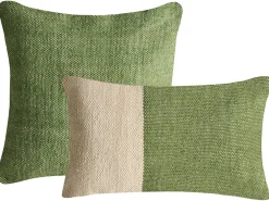 2 poduszki bawełniane 45/30 x 45/50 cm zielone kwadratowa i prostokątna