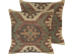 2 poduszki jutowe 45 x 45 cm wielokolorowe