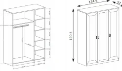 Pojemna Szafa 3D z Półki Wieszaki TADEUSZ-15 Dąb Lefkas