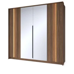 Pojemna szafa 4-Drzwiowa do sypialni FARO 223cm z Lustrem i LED Dąb Dunin