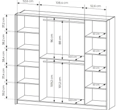 Pojemna szafa 4-Drzwiowa do sypialni FARO 223cm z Lustrem i LED Dąb Dunin