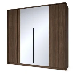 Pojemna szafa 4-Drzwiowa do sypialni FARO 223cm z Lustrem i LED Dąb Dunin