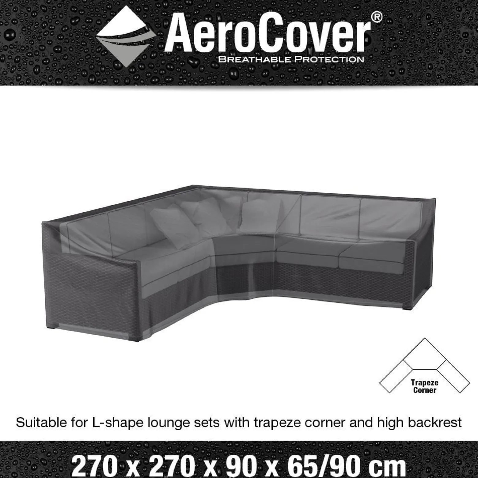 Pokrowiec ogrodowy w kształcie "L" 7956 270x270x90cm 7956 AeroCover szary