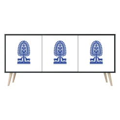 POLISH FOLK ART Komoda 3 drzwi Czarna-Bukowa skośna