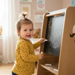 Pomocnik kuchenny dla dzieci z tablicą regulowany Kitchen Helper MDF drewno
