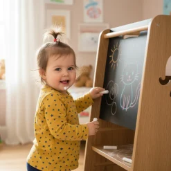 Pomocnik kuchenny dla dzieci z tablicą regulowany Kitchen Helper MDF drewno
