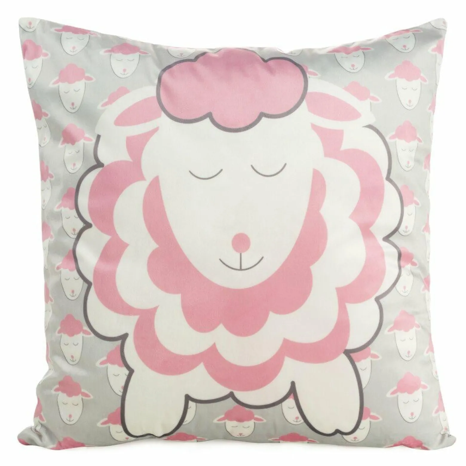 Poszewka dekoracyjna dla dzieci KIDS Baranki 45x45 cm różowo srebrna