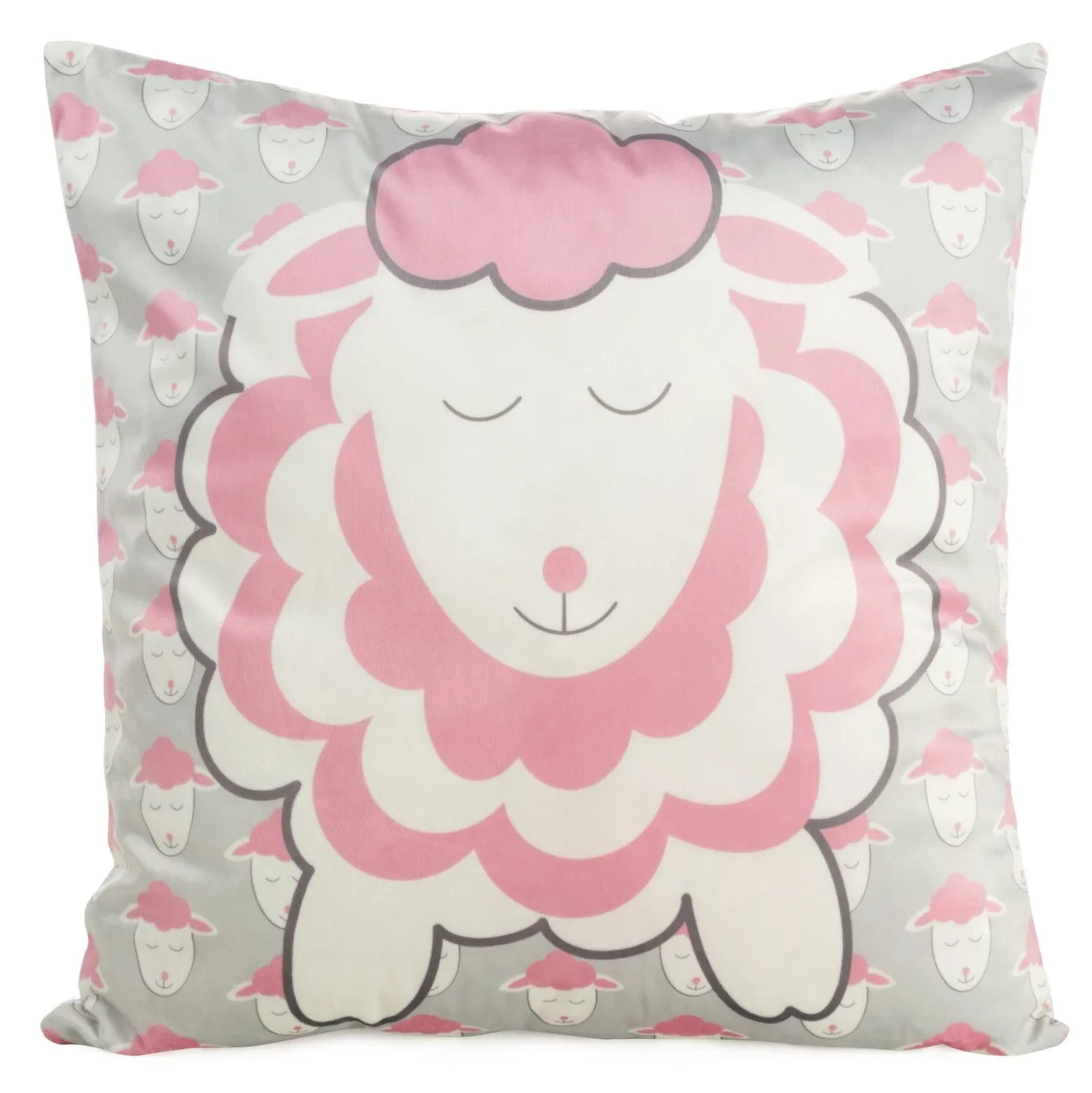 Poszewka dekoracyjna dla dzieci KIDS Baranki 45x45 cm różowo srebrna