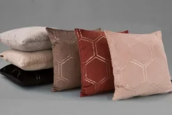 Poszewka 45x45 12K bordowa złota plaster miodu welurowa
