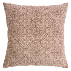 Poszewka 45x45 10 pudrowa beżowa rozety welurowa ornamenty