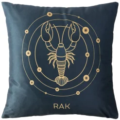 Poszewka 40x40 Zodiak Rak turkusowa ciemna welurowa