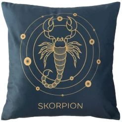 Poszewka 40x40 Zodiak Skorpion turkusowa ciemna welurowa