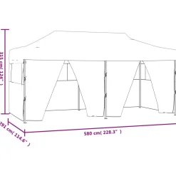 Profesjonalny, składany namiot imprezowy, 4 ściany, 3x6 m, stal