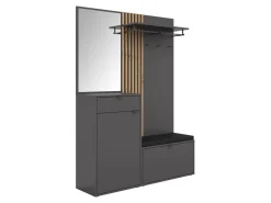 Przedpokój Phil 144 cm z komodą lustrem wieszakiem i siedziskiem dąb artisan/antracyt