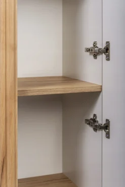 Półsłupek Łazienkowy Szafka Wisząca 79 Cm Dąb Ryflowane Fronty Mdf Elesan
