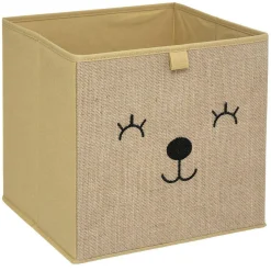 Pudełko organizer do pokoju dziecięcego beżowe boho 29x29x29 cm zwierzątka