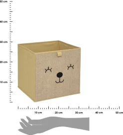 Pudełko organizer do pokoju dziecięcego beżowe boho 29x29x29 cm zwierzątka