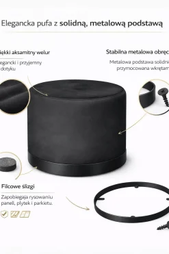 Pufa LUX elegancka podstawa metalowa czarna BL14