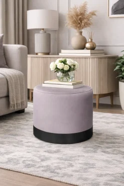 Pufa LUX elegancka podstawa metalowa czarna MG55