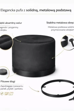 Pufa LUX elegancka podstawa metalowa czarna MG55