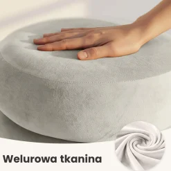 Pufa otwierana ze schowkiem welurowa 42 cm SNUGGO Kremowa