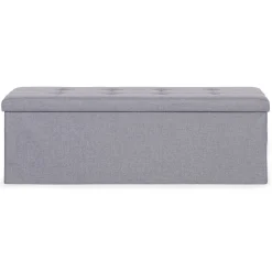 Pufa pikowana 111x38 cm ze schowkiem jasnoszara ModernHome