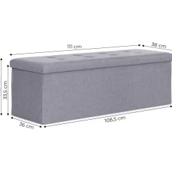 Pufa pikowana 111x38 cm ze schowkiem jasnoszara ModernHome