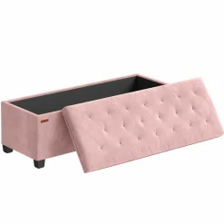 Pufa z ławką na buty 2 w 1 pastelowy róż dla dziewczynki 110 cm