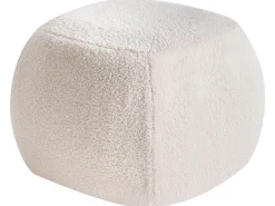 Puf podnóżek boucle 50 x 33 cm złamana biel nowoczesny wygląd