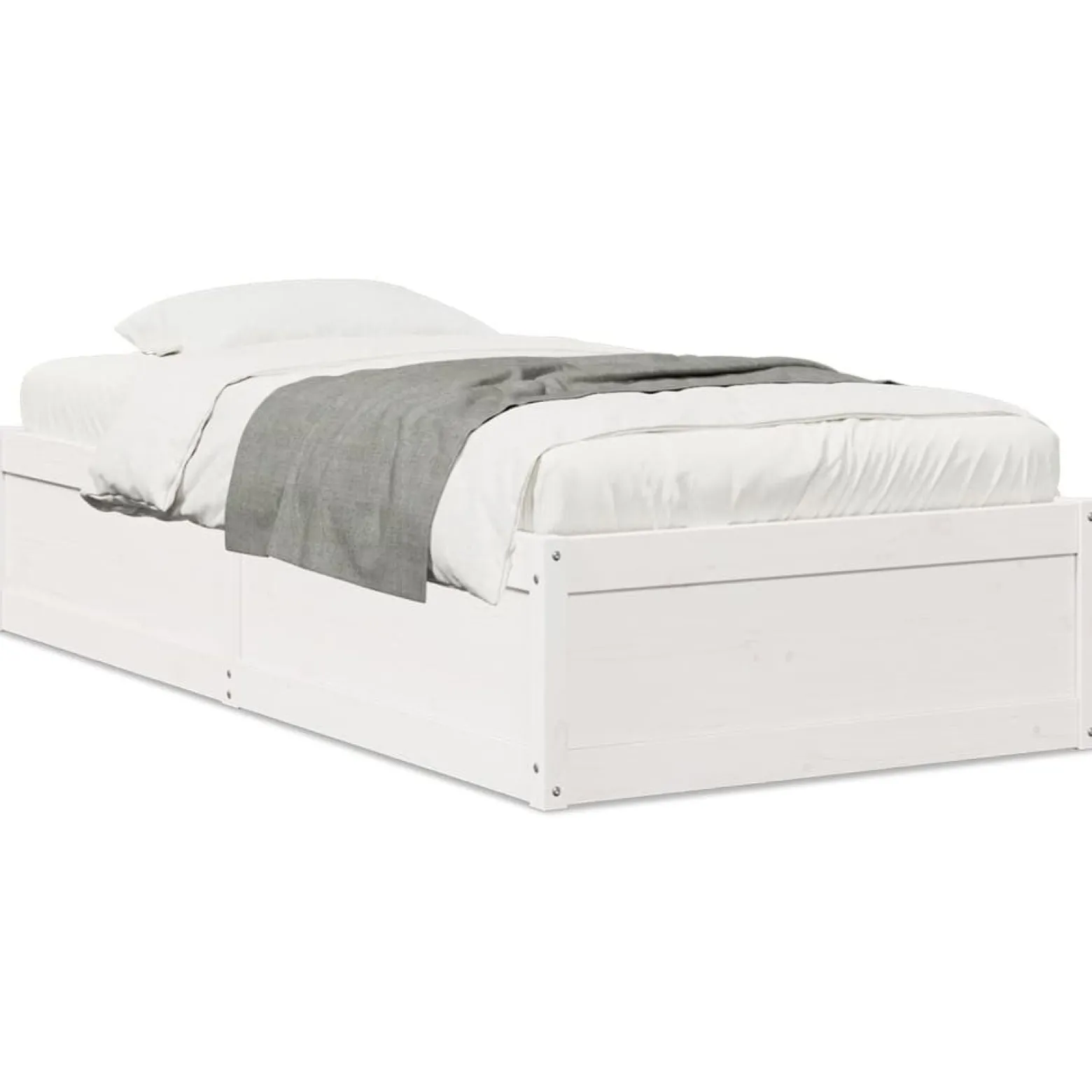Rama łóżka bez materaca biała 75x190 cm lite drewno sosnowe
