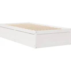 Rama łóżka bez materaca biała 75x190 cm lite drewno sosnowe