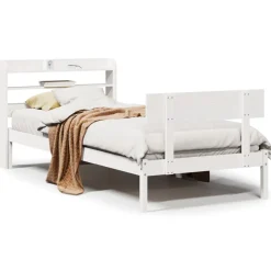 Rama łóżka bez materaca biała 75x190 cm lite drewno sosnowe