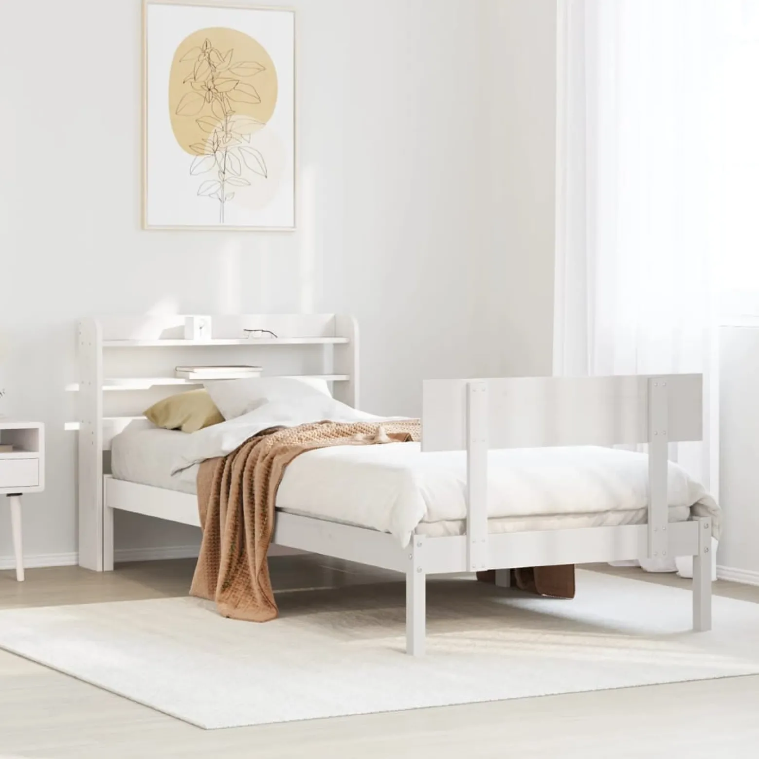 Rama łóżka bez materaca biała 75x190 cm lite drewno sosnowe