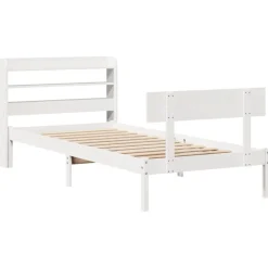 Rama łóżka bez materaca biała 75x190 cm lite drewno sosnowe